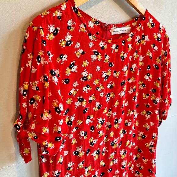 Faithfull the Brand Daphne Red Floral Mini Dress -size 10 - Picture 3 of 7